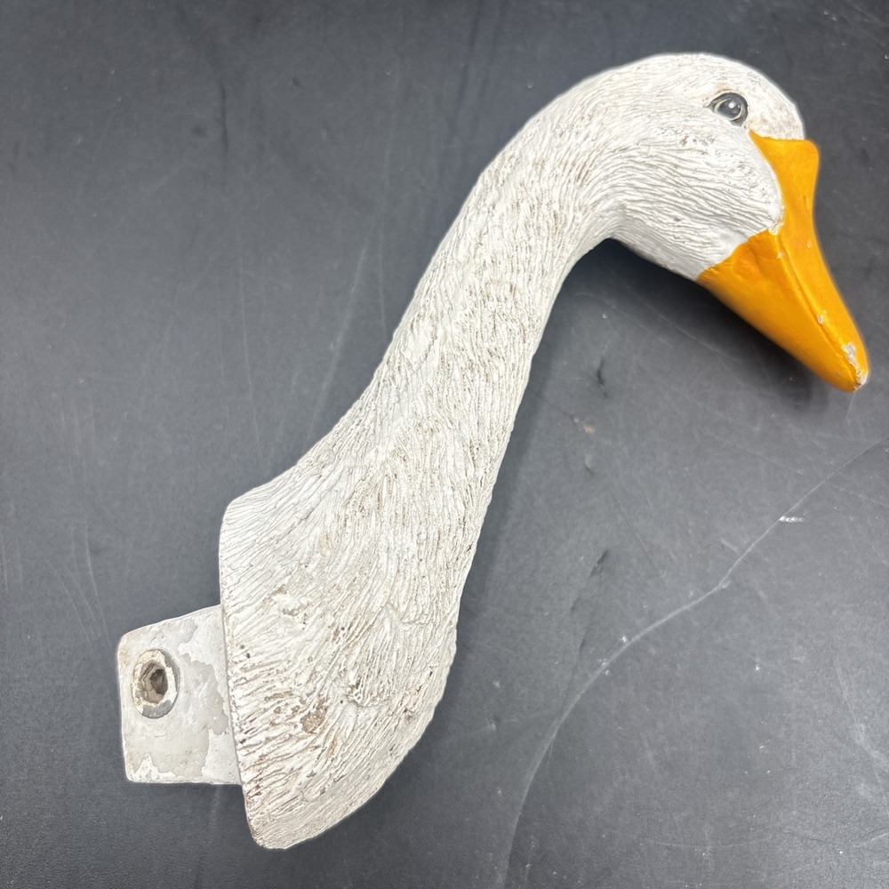 Vintage White Ceramic Duck Goose Wall Hook Towel Coat Hanger Farmhouse